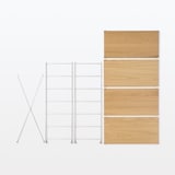 ステンレスユニットシェルフ　オーク材棚セット　ワイド　中