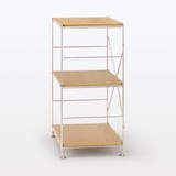 ステンレスユニットシェルフ　オーク材棚セット　小