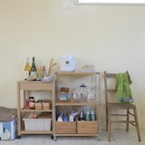 ステンレスユニットシェルフ　オーク材棚セット　小