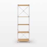 ステンレスユニットシェルフ　オーク材棚セット　大