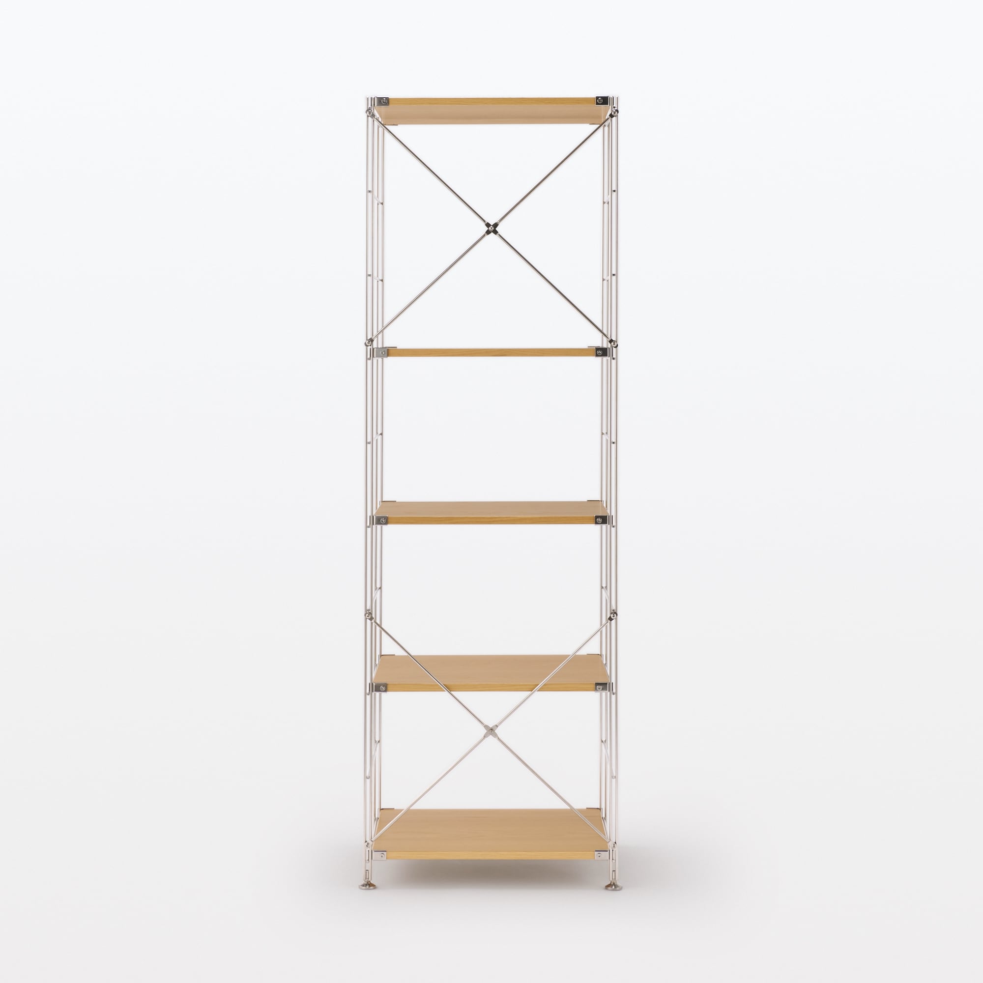 ステンレスユニットシェルフ　オーク材棚セット　大