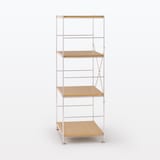 ステンレスユニットシェルフ　オーク材棚セット　中