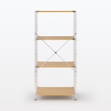 ステンレスユニットシェルフ　オーク材棚セット　中