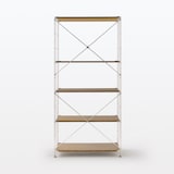 ステンレスユニットシェルフ　ウォールナット材棚セット　ワイド　大