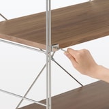 ステンレスユニットシェルフ　ウォールナット材棚セット　ワイド　大