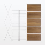 ステンレスユニットシェルフ　ウォールナット材棚セット　ワイド　大