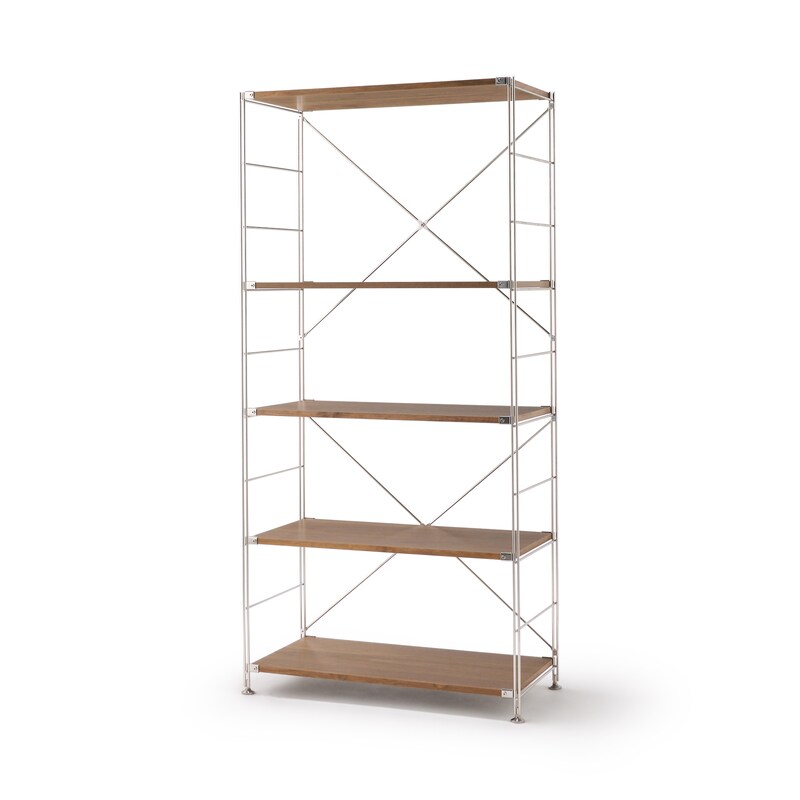 ステンレスユニットシェルフ ウォールナット材棚セット ワイド 大  