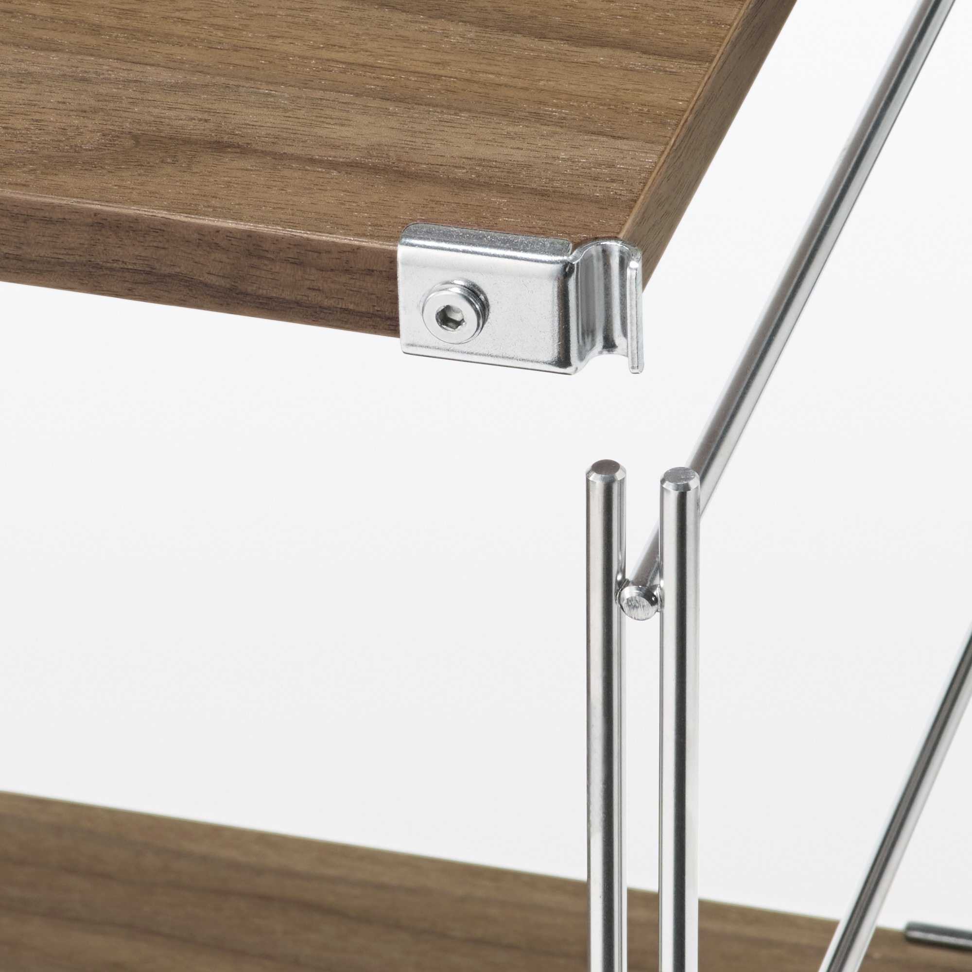 ステンレスユニットシェルフ　ウォールナット材棚セット　ワイド　中