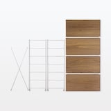 ステンレスユニットシェルフ　ウォールナット材棚セット　ワイド　中