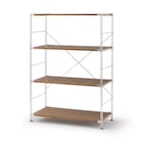 ステンレスユニットシェルフ　ウォールナット材棚セット　ワイド　中