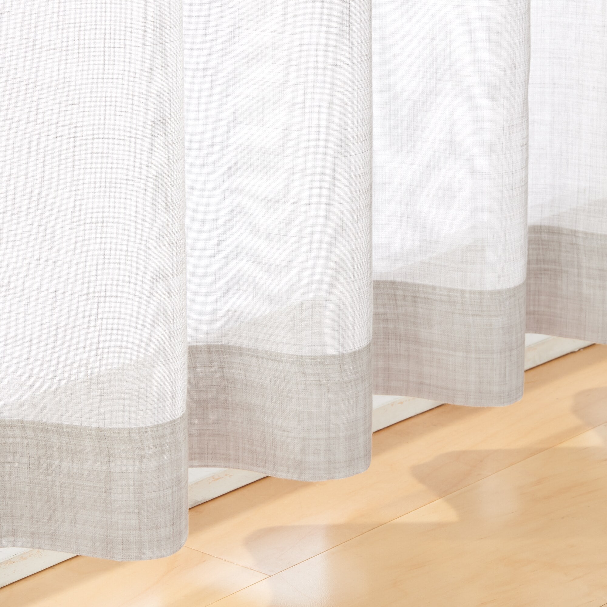 ポリエステル杢調ボイルプリーツカーテン／ライトグレー