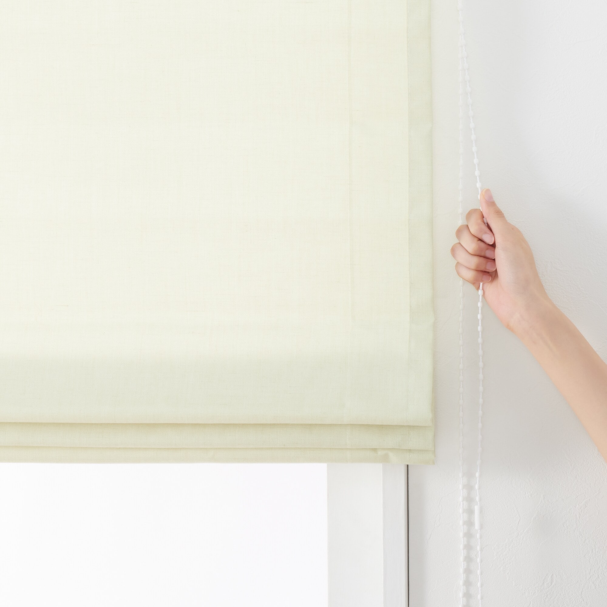 ポリエステル杢調平織（防炎）プレーンシェード用生地／ライトグリーン