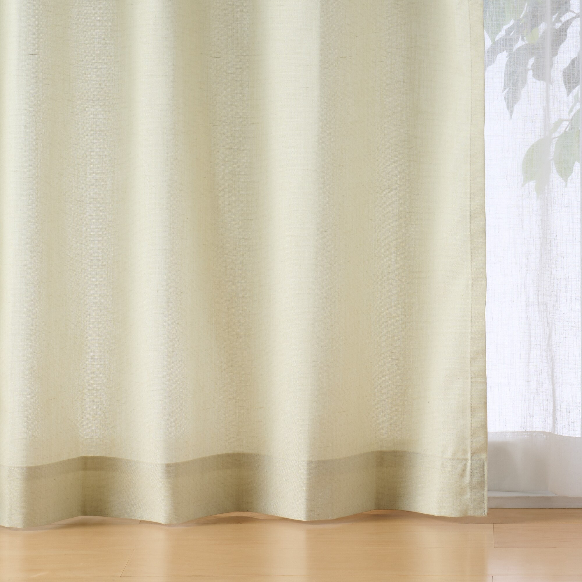 ポリエステル杢調平織プリーツカーテン／ライトグリーン