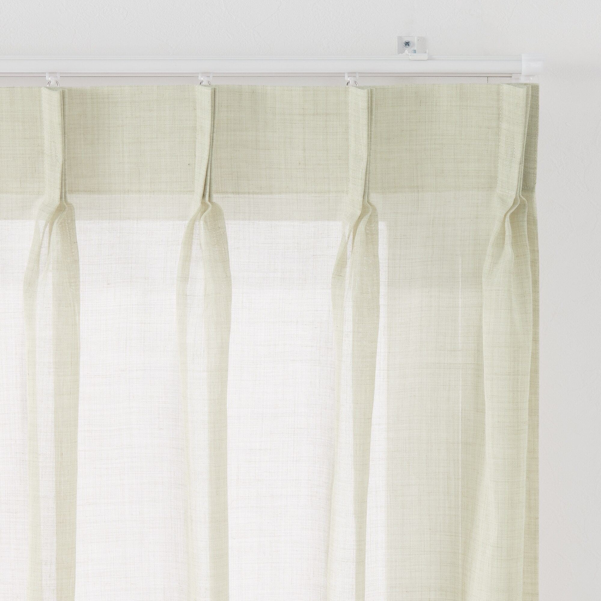 ポリエステル杢調ボイルプリーツカーテン２倍ヒダ／ライトグレー