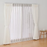 ポリエステル杢調ボイルプリーツカーテン２倍ヒダ／ライトグレー