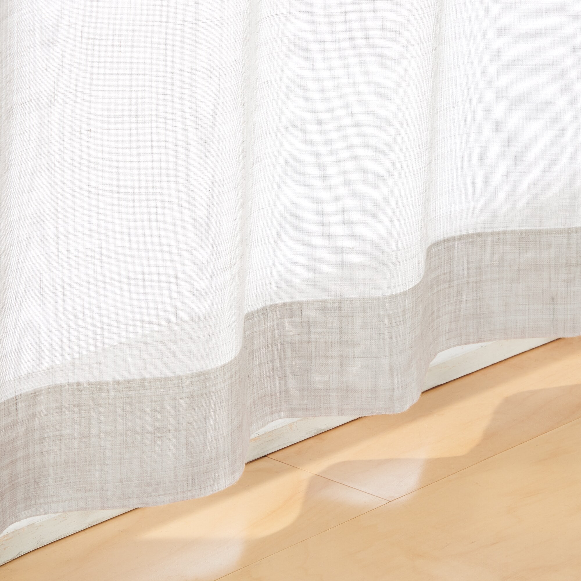 ポリエステル杢調ボイルノンプリーツカーテン／ライトグレー