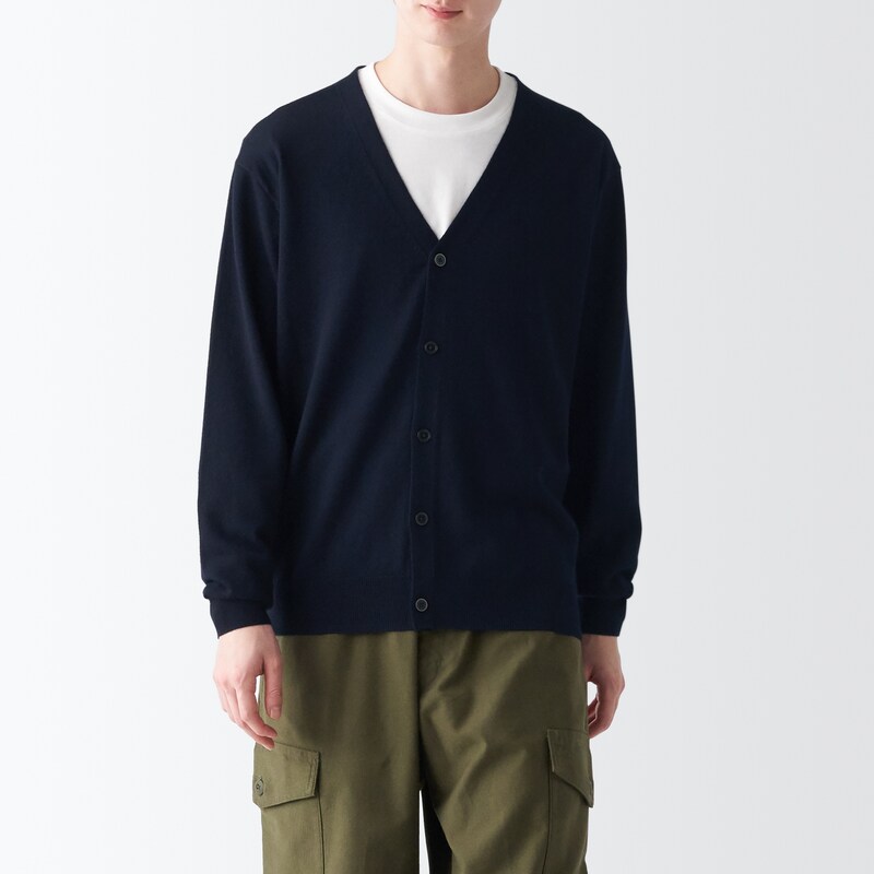 洗えるウールハイゲージVネックカーディガン | 無印良品 