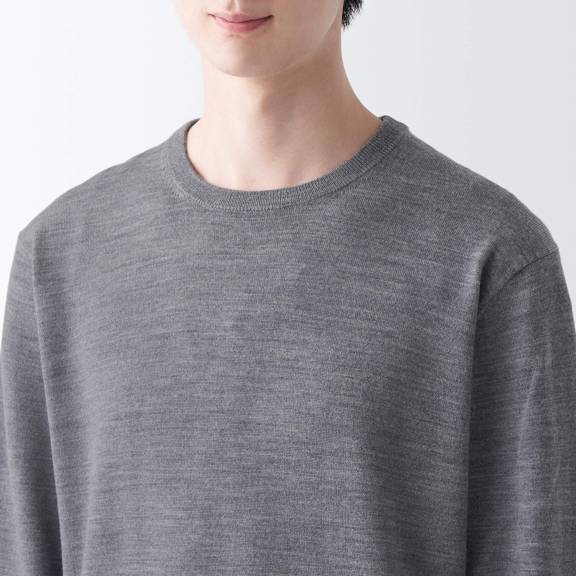 洗えるウールハイゲージクルーネックセーター