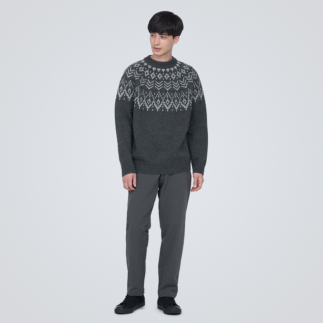 メリノウールジャカード編みクルーネックセーター | 無印良品