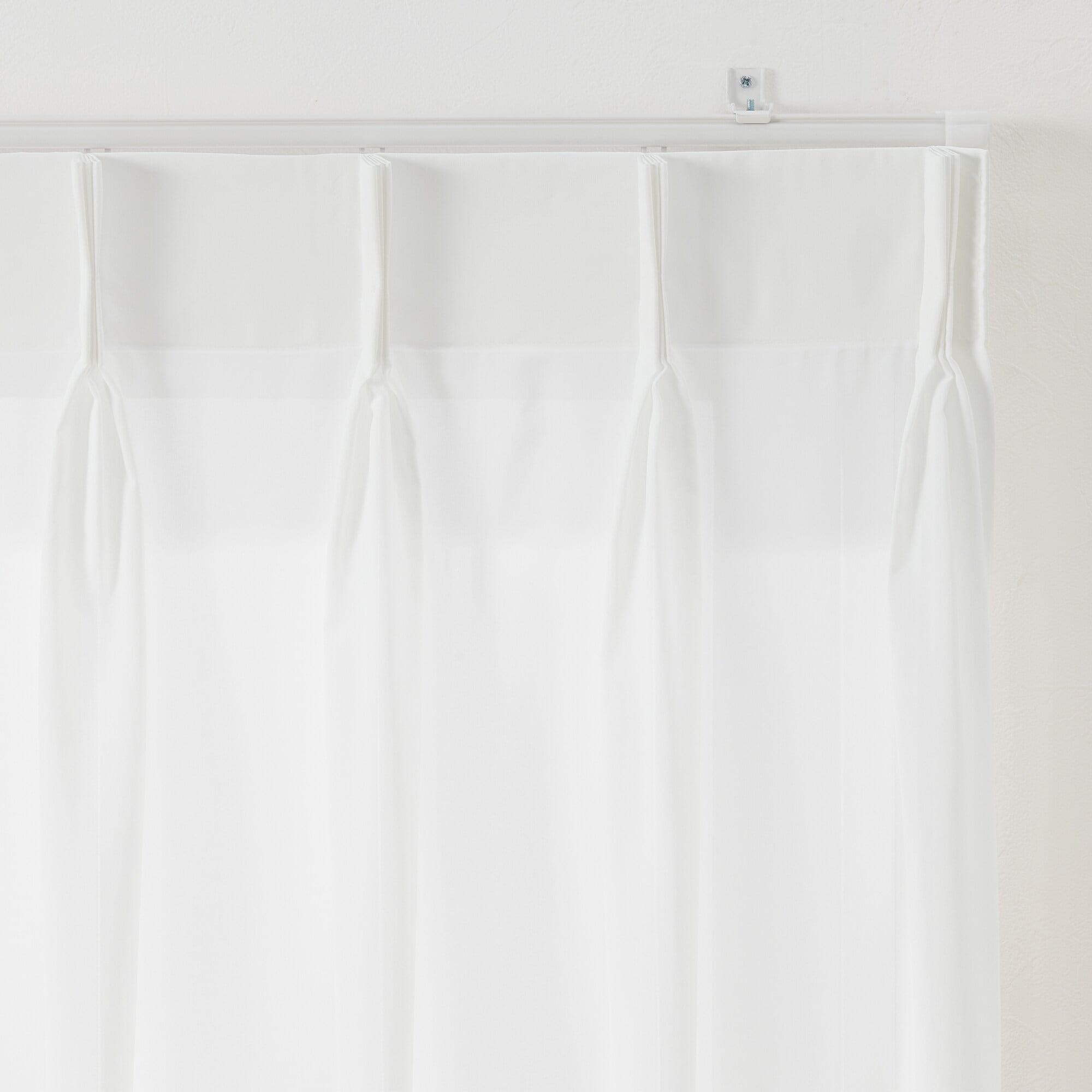 シフォン調ボイル　レース（防炎）２倍ヒダプリーツカーテン／オフ白