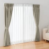 シフォン調ボイル　レース（防炎）２倍ヒダプリーツカーテン／オフ白