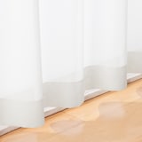 シフォン調ボイル　レース（防炎）プリーツカーテン／オフ白