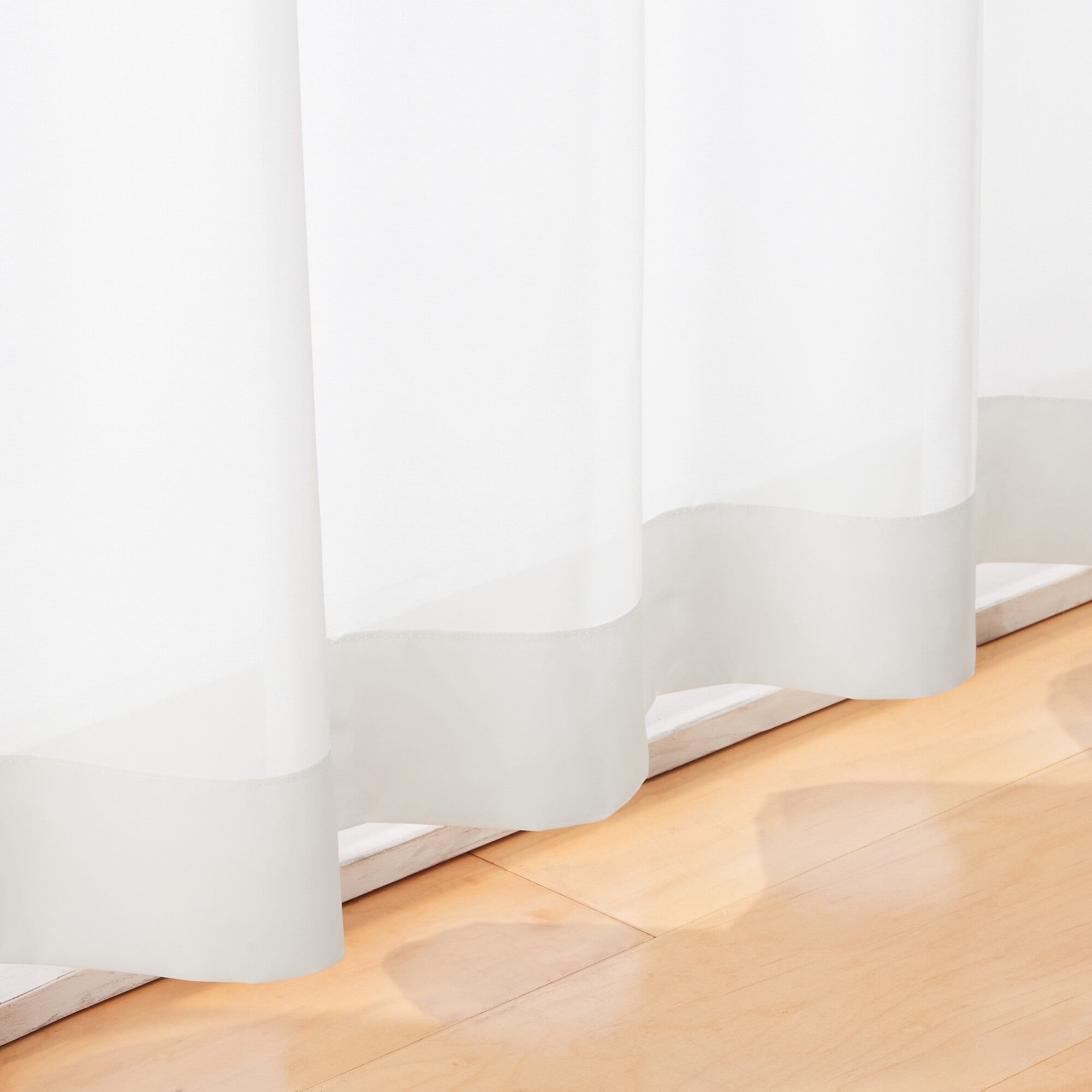 シフォン調ボイル　レース（防炎）プリーツカーテン／オフ白