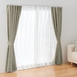 シフォン調ボイル　レース（防炎）プリーツカーテン／オフ白