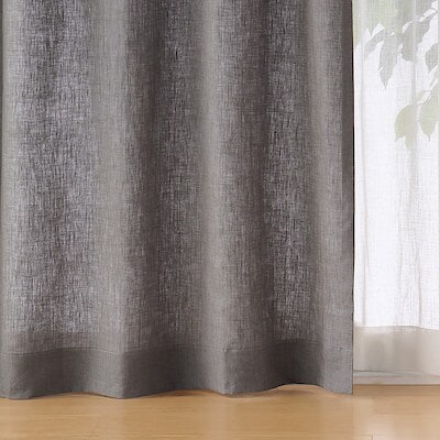 麻平織プリーツカーテン／チャコールグレー