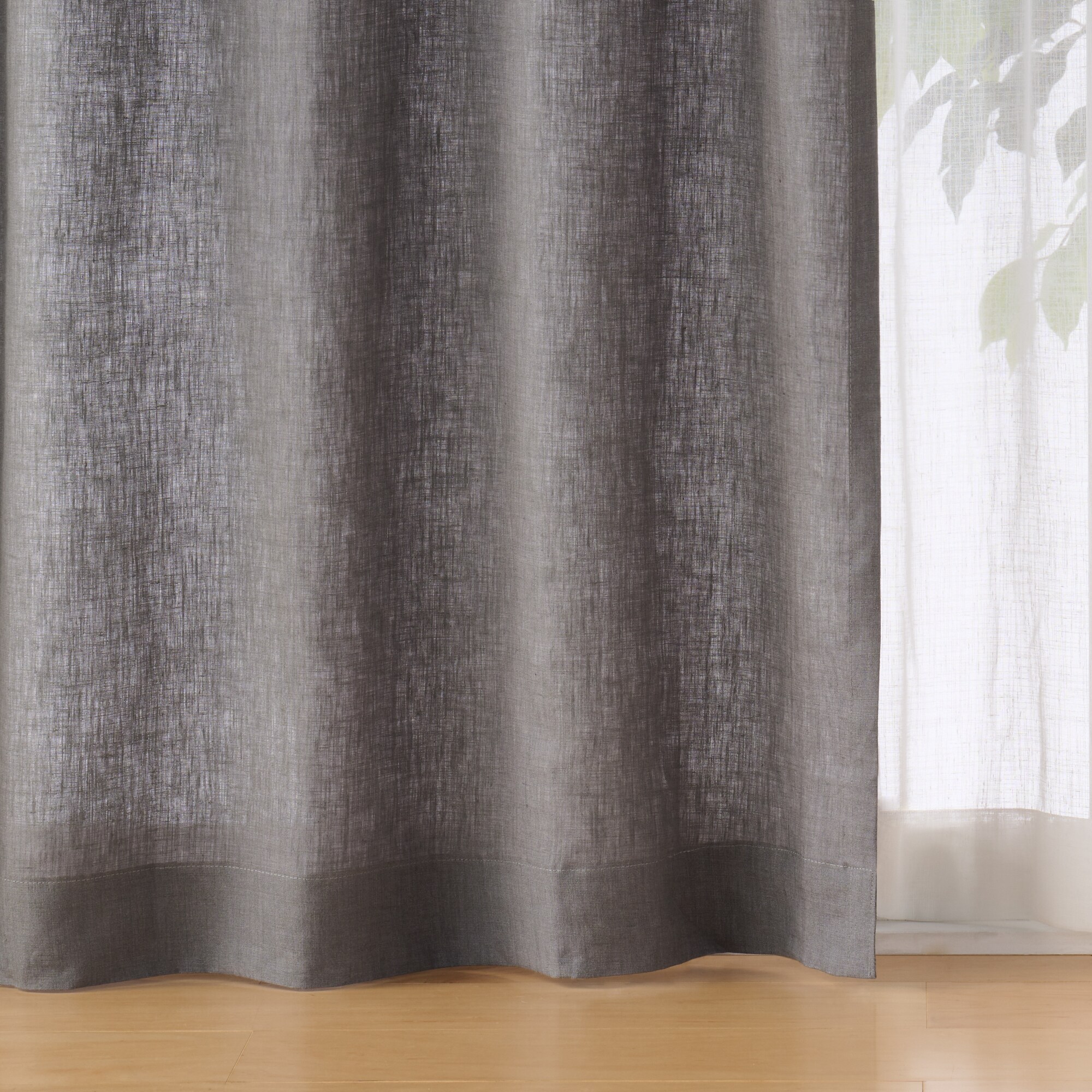 麻平織プリーツカーテン／チャコールグレー | 無印良品