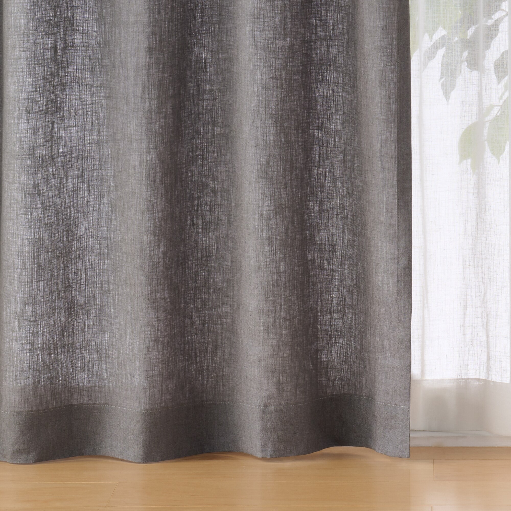 麻平織プリーツカーテン／チャコールグレー