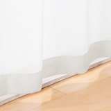 シフォン調ボイル　レース（防炎）ノンプリーツカーテン／オフ白