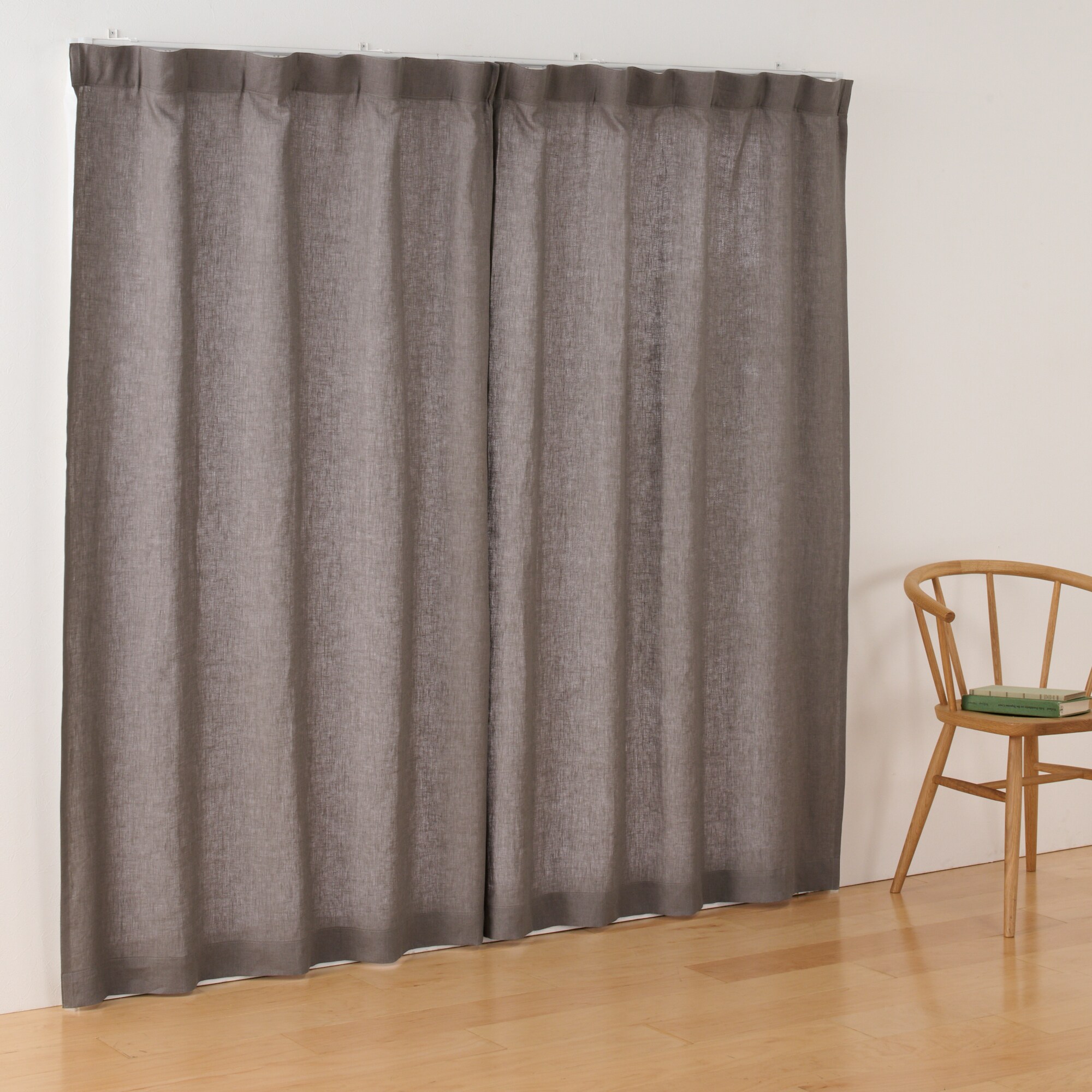麻平織ノンプリーツカーテン／チャコールグレー | 無印良品