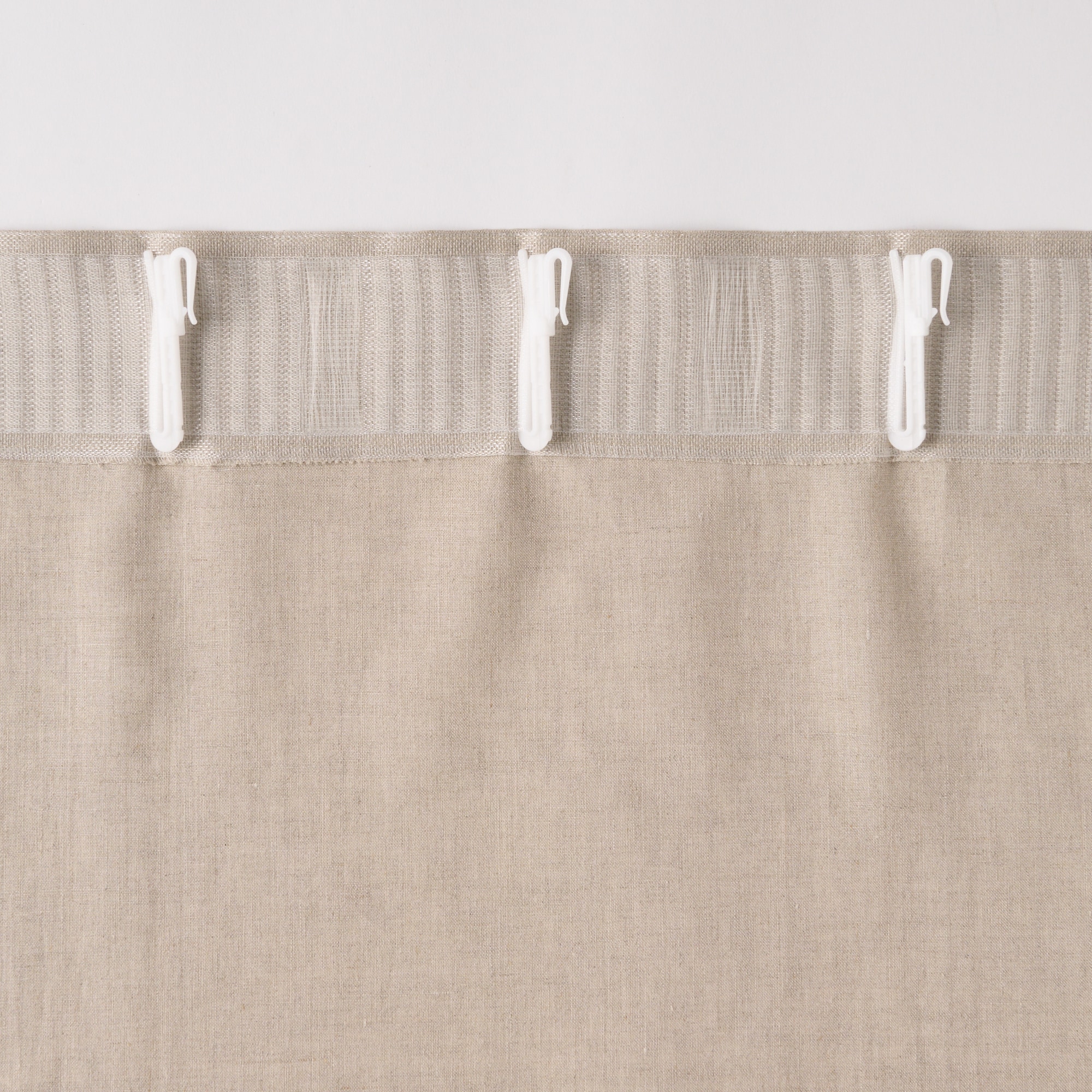 麻平織ノンプリーツカーテン／チャコールグレー