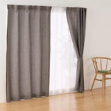 麻平織ノンプリーツカーテン／チャコールグレー
