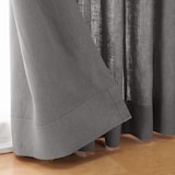 麻平織ギャザーカーテン／チャコールグレー