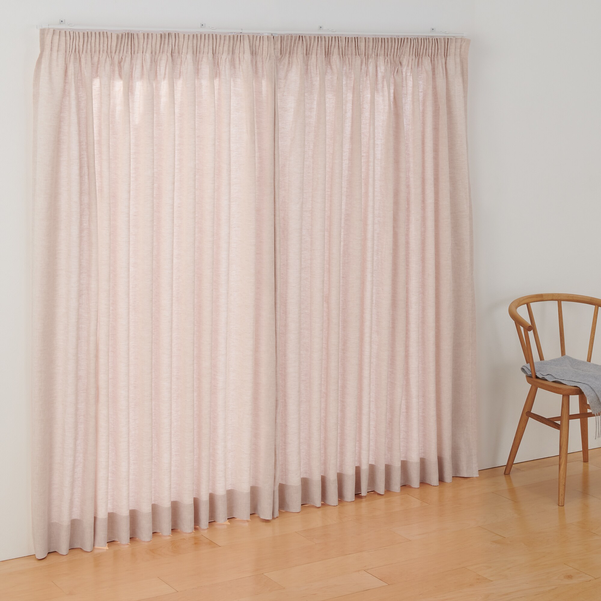 麻平織ギャザーカーテン／ピンク | 無印良品