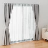 シフォン調ボイル　レース（防炎）ノンプリーツカーテン／ライトグレー