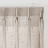 麻平織２倍ヒダプリーツカーテン／ピンク