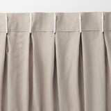 麻平織２倍ヒダプリーツカーテン／ピンク