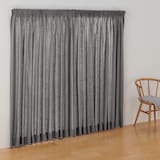 麻平織ギャザーカーテン／チャコールグレー