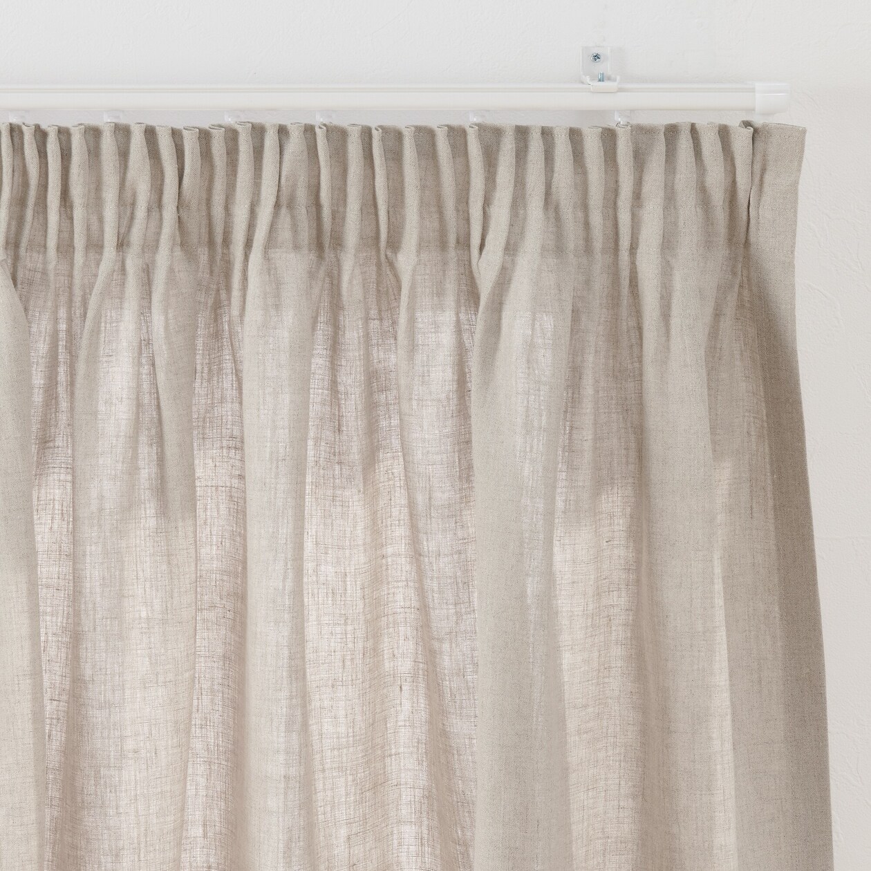 麻平織ギャザーカーテン／ピンク