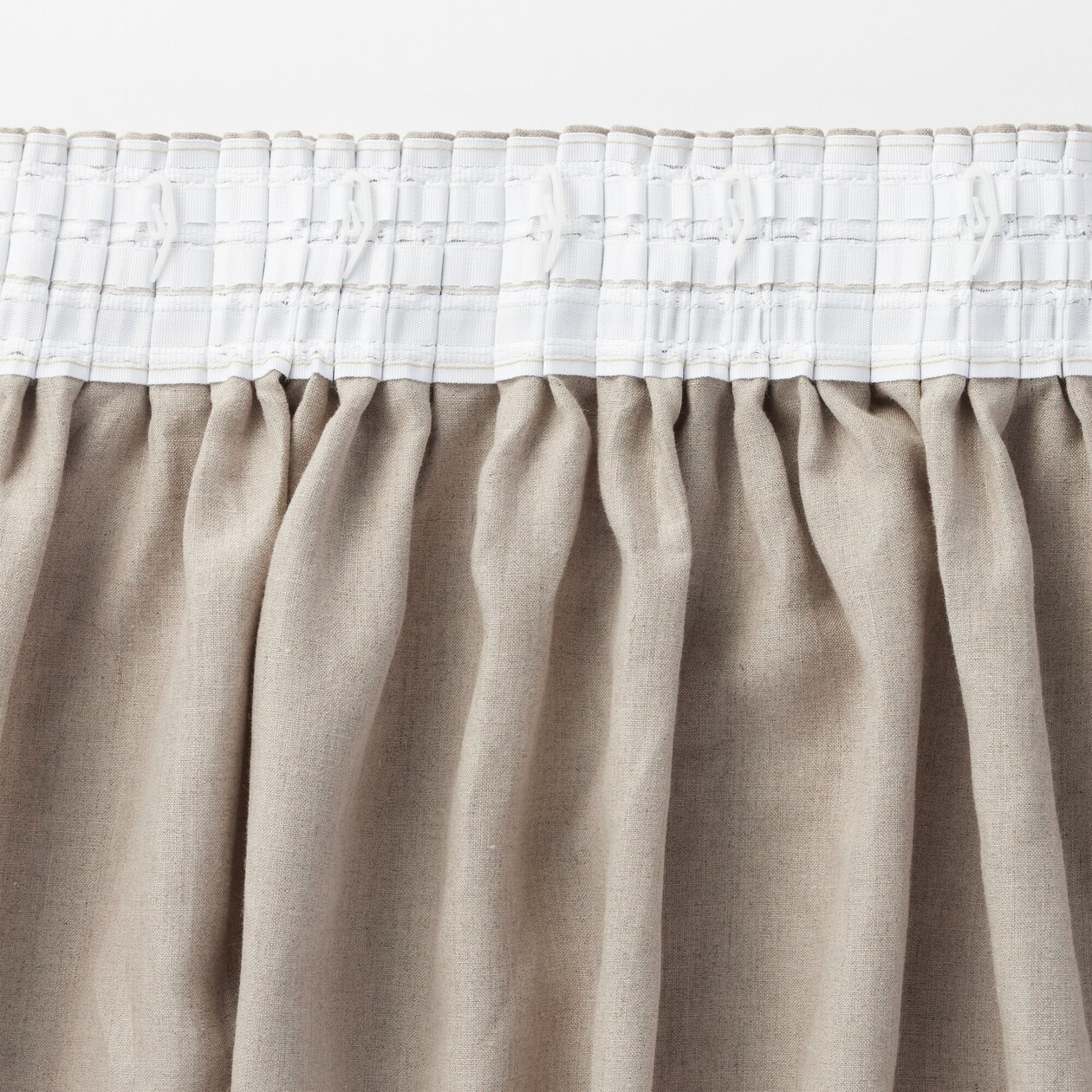 麻平織ギャザーカーテン／ピンク