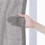 麻平織ギャザーカーテン／チャコールグレー
