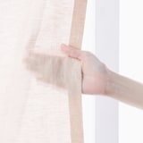 麻平織ギャザーカーテン／ピンク