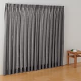 麻平織２倍ヒダプリーツカーテン／チャコールグレー