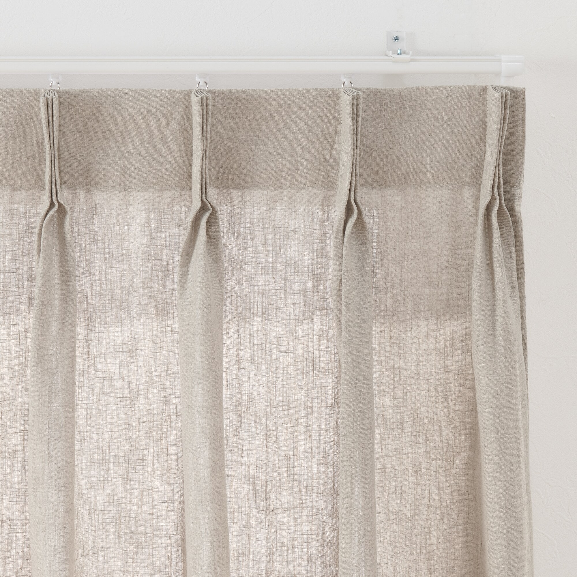 麻平織２倍ヒダプリーツカーテン／チャコールグレー