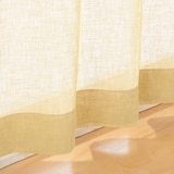 リネンライク　レース（防炎）ノンプリーツカーテン／マスタード