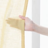 リネンライク　レース（防炎）ノンプリーツカーテン／マスタード