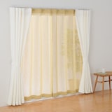 リネンライク　レース（防炎）ノンプリーツカーテン／マスタード